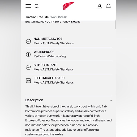 Red Wing #2443 Brown Safety Toe Work Boots - Picture 13 of 14